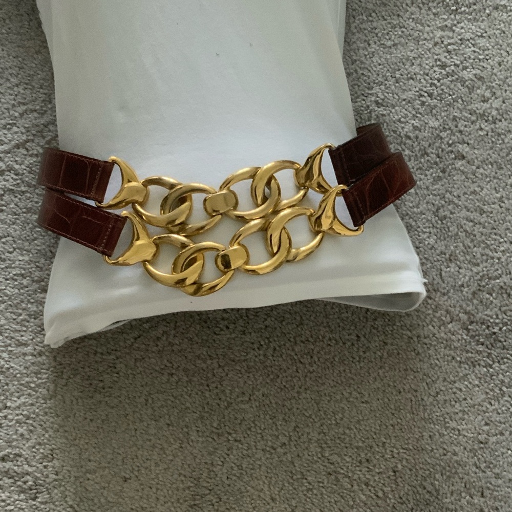 Gold and Brown Chain Belt
